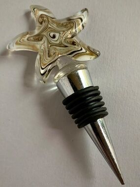 Hand Blown Art Glass Wine Stopper – Stainless Steel – 5.5” – NWOT